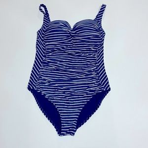 Niptuck one-piece swimsuit blue and white stripe Size 10